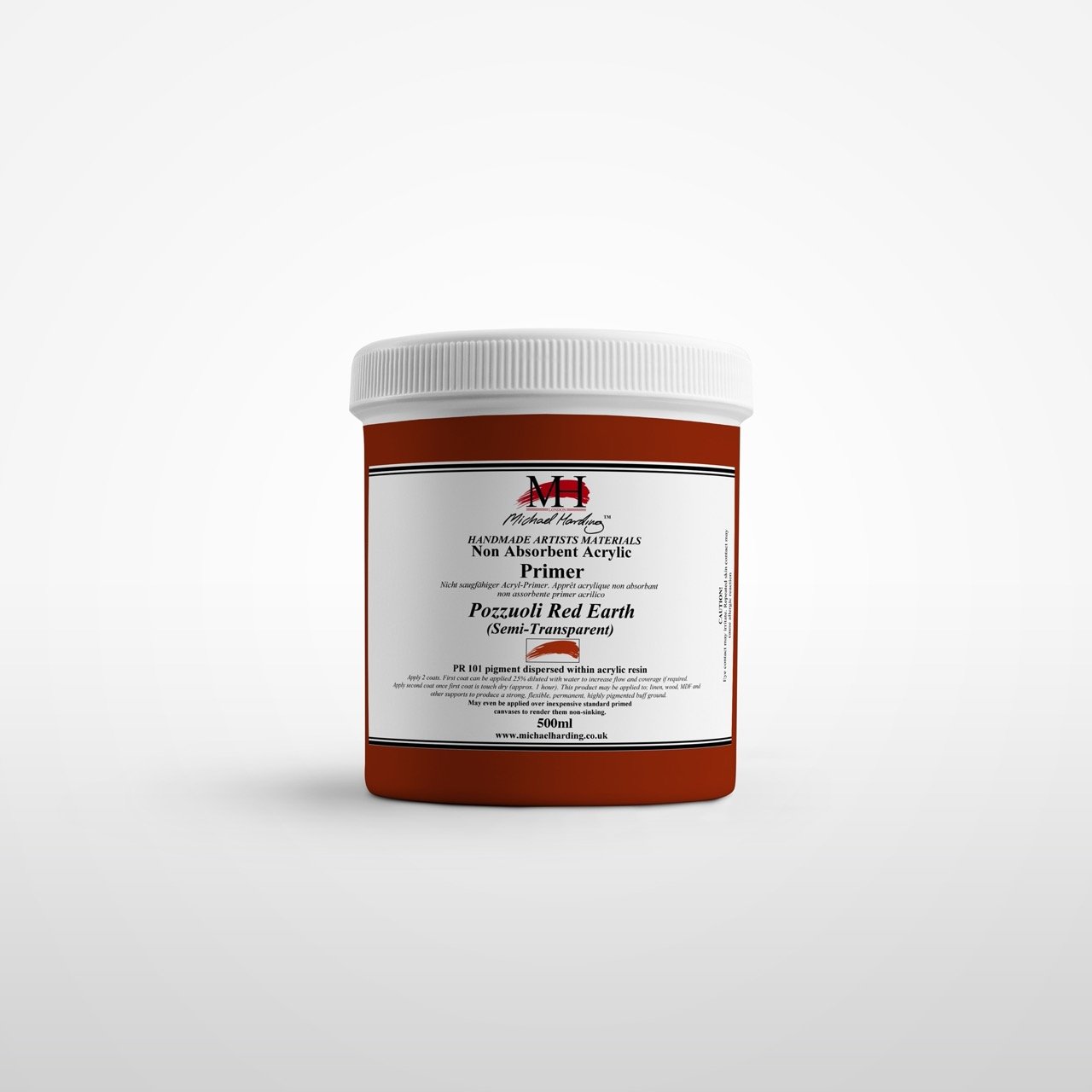 Michael Harding Non Absorbent Acrylic Primer - Pozzuoli Red Earth (Semi-Transparent) 500ml